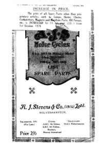 1917 to 1928 AJS 6hp & 7.99hp parts catalogue