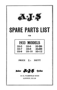 1933-1934 AJS Parts list