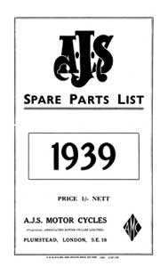 1939 AJS Parts list