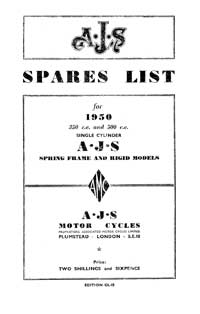 1950 AJS Singles Parts list