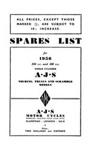 1956 AJS Singles Parts list