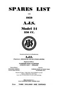 1959 AJS Model 14 Parts list