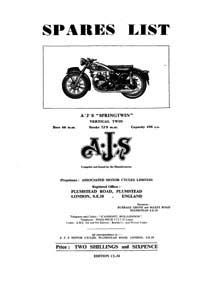 1954 AJS Twins Parts list