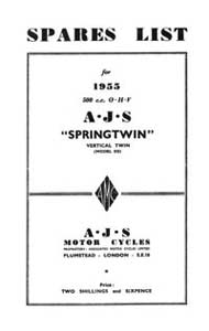 1955 AJS Twins Parts list