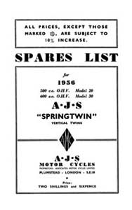 1956 AJS Twins Parts list