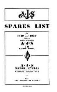 1949-1950 AJS Parts list