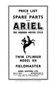 1956 Ariel Twin KH 500cc Fieldmaster parts book