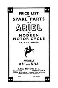 1953 Ariel Twin KH, KHA parts book