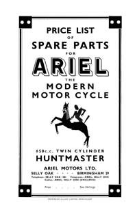 1954-1955 Ariel Twin FH 650cc parts book