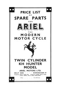 1954-1955 Ariel Twin KH 500cc parts book