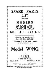 1942 Ariel W/NG model parts book