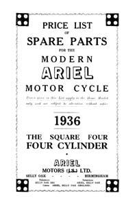 1936 Ariel 4F/6 Square four parts book