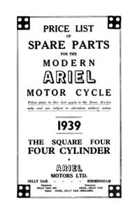 1939 Ariel 4-4H 4G 4F Square four parts book
