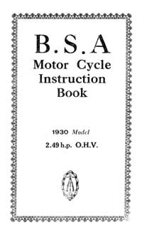 1930 BSA 2.49hp instruction book