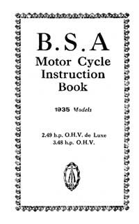 1935 BSA 2.49  3.48hp instruction book
