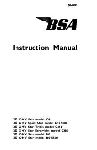 1962 BSA C15 Star SS80 C15T C15S B40 SS90 instruction book