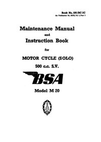 W.D. BSA M20 500cc Maintenance Manual & Instruction Book