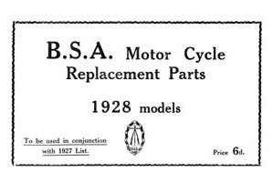1928 BSA All Models parts book