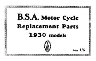 1930 BSA  All Models parts book