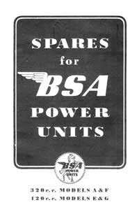 BSA Power units models A F E G Parts book