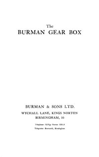 Burman Gearboxes Instruction manual