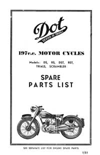 DOT 1949-1951 DS, RS, DST, RST, Trials & Scrambler parts book