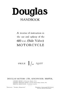 1929 Douglas 600cc s.v. model handbook