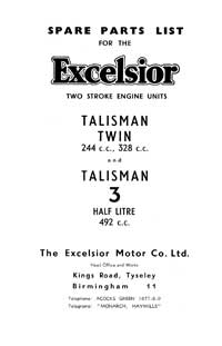 1959-1961 Excelsior Talisman Twin parts book