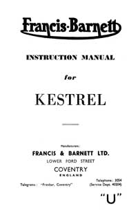 1953-1955 Francis Barnett Kestrel 66 69 instruction manual