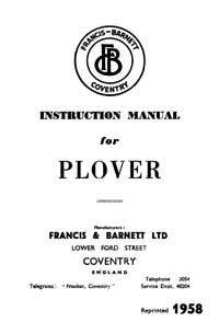 1957-1959 Francis Barnett Plover 78 instruction manual