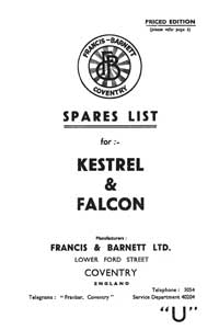 1953-1954 Francis Barnett Kestrel 66 Falcon 67 parts book
