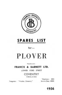 1955-1956 Francis Barnett Plover 73 parts book