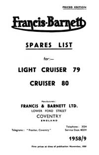 1958-1960 Francis Barnett Cruiser 79 80 parts book