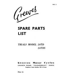 Greeves Trials models 20TD & 24TDS parts list