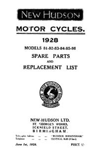 1928 New Hudson parts book