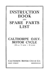 Calthorpe 348cc OHV  instruction & parts book