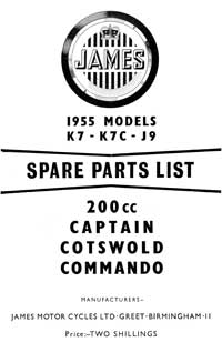 1955 James Captain Cotswold Commando parts book