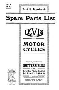 1922 Levis All Models parts book