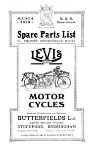 1929 Levis Six Port Super-cooled parts book.