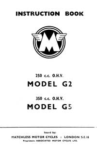 1959-1960 Matchless G2, G2/CS, G5. instruction book 