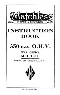 1941 Matchless G3L WD instruction book