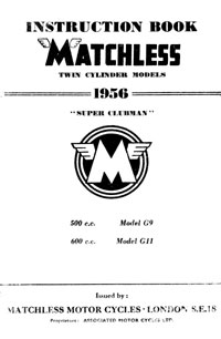 1956 Matchless Twin cylinder models maintenance manual