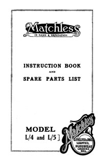 Matchless 1920's Model L/4 & L/5 instruction & parts book
