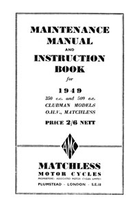 1949 Matchless 49/G3L & 49/G80L maintenance manual