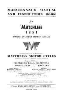 1951 Matchless Single cylinder models maintenance manual