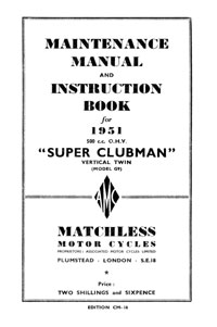 1951 Matchless Twin cylinder models maintenance manual 