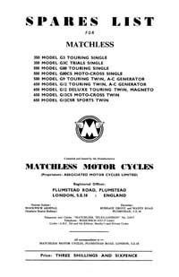 1960-1962 Matchless singles & twins parts book
