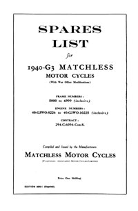 1940 Matchless W.D. Model 40-G3WO parts book
