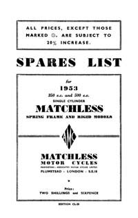 1953 Matchless Single cylinder models parts book