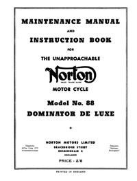 1951-1954 Norton 88 Dominator De Luxe maintenance manual